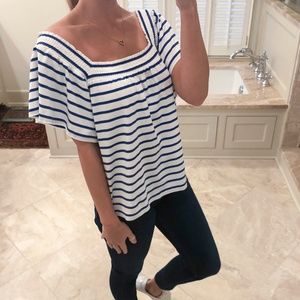 J. Crew, size small, blue/white striped top